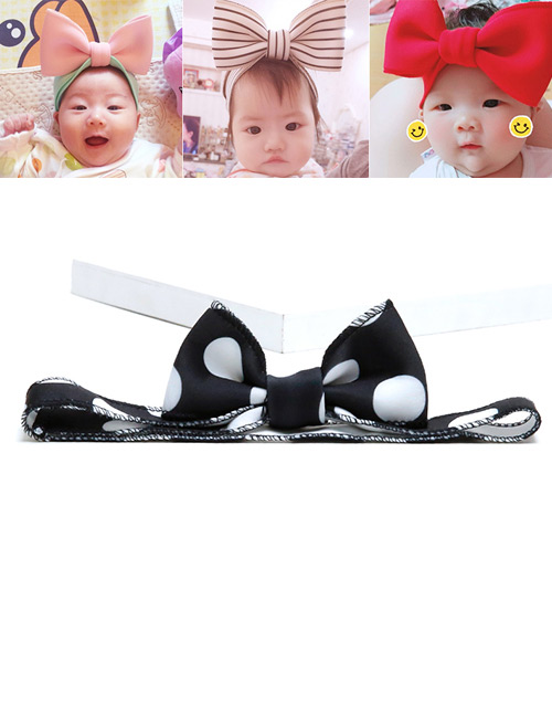 Lovely White+black Bowknot Shape Decorated Baby Hair Band
