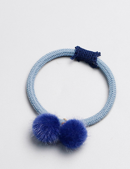 Cute Blue Fuzzy Ball Decorated Hair Band