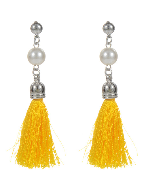 Bohemia Yellow Tassel Decorated Earrings