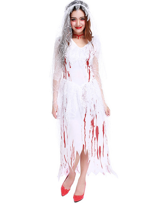 Fashion White Ghost Bride Decorated Costume