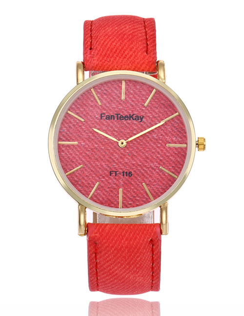 Fashion Red Pure Color Decorated Watch
