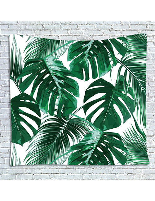 Fashion Green +white Leaf Pattern Decorated Blanket