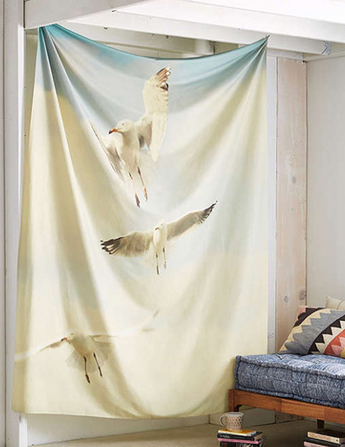 Fashion White Seagulls Pattern Decorated Blanket