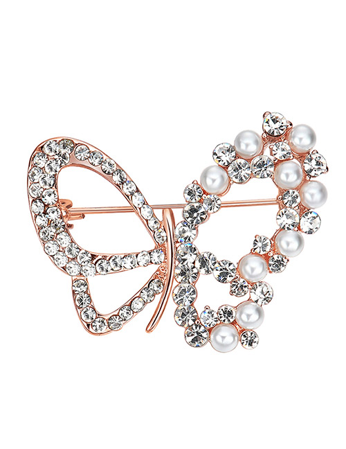 Elegant Gold Color Butterfly Shape Decorated Brooch