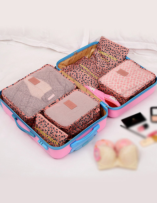 Fashion Pink Leopard Pattern Decorated Storage Bag ( 6 Pcs)