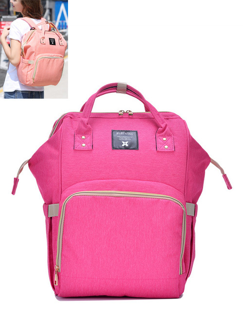 Fashion Plum Red Pure Color Decorated Backpack