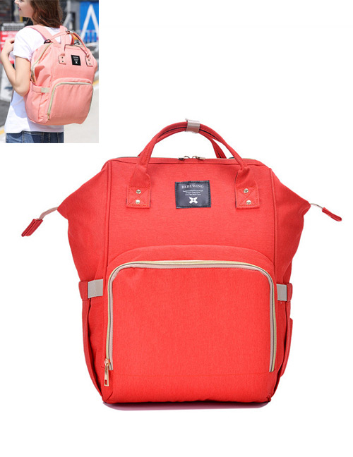 Fashion Orange Pure Color Decorated Backpack