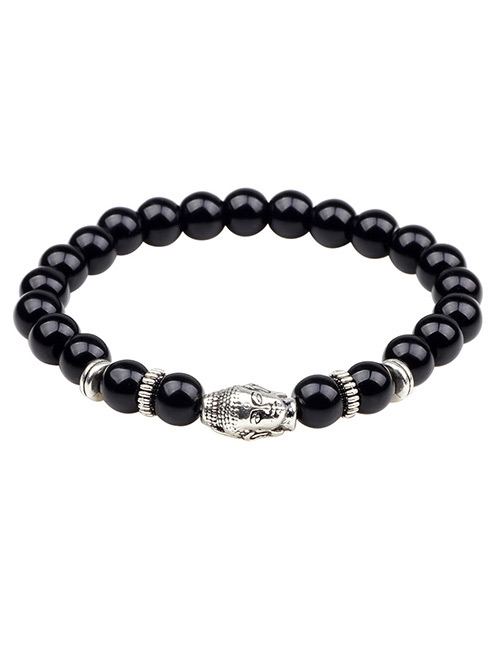 Fashion Silver Color+black Buddha Head Shape Decorated Bracelet