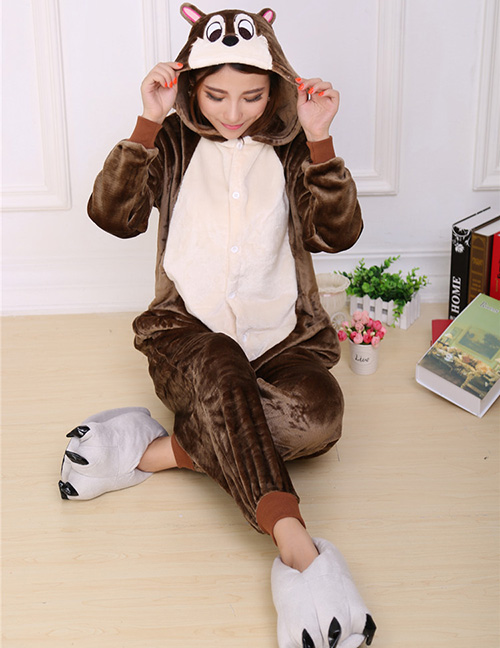 Fashion Brown Mouse Shape Decorated Pajamas
