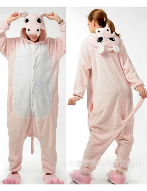 Fashion Pink Hippo Shape Decorated Pajamas