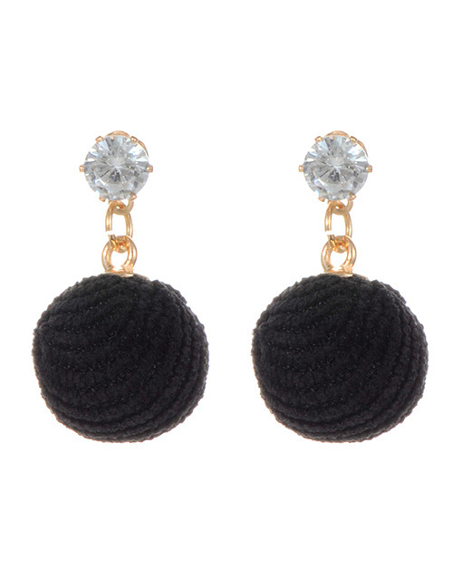 Fashion Black Ball Decorated Earrings