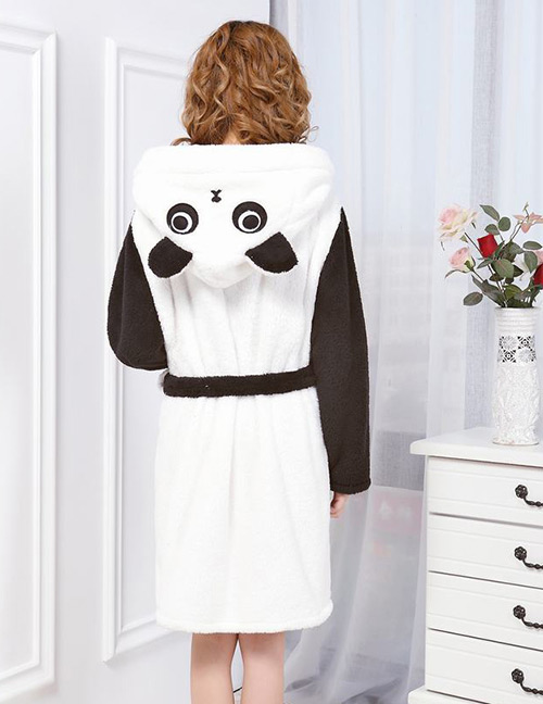 Fashion White+balck Panda Shape Decorated Nightgown
