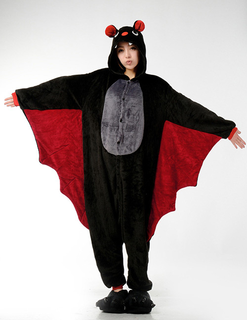 Fashion Black Bat Shape Decorated Nightgown