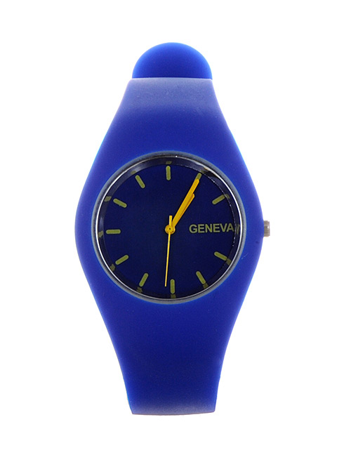 Fashion Sapphire Blue Pure Color Decorated Watch