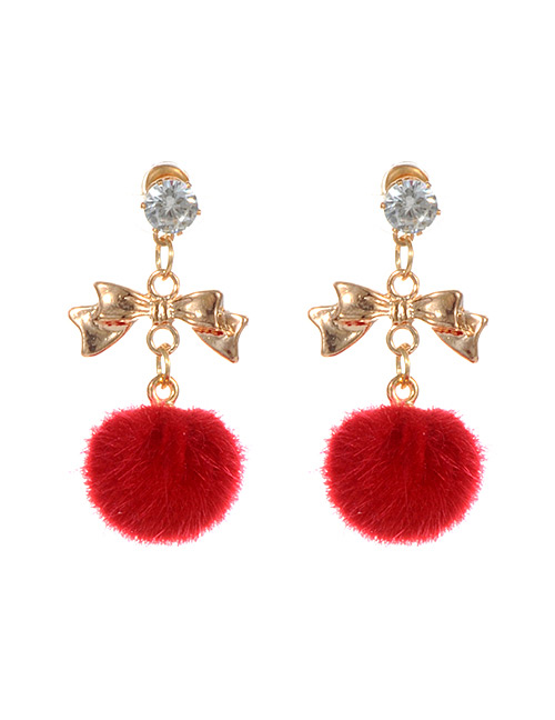 Fashion Red Bowknot Shape Decorated Earrings