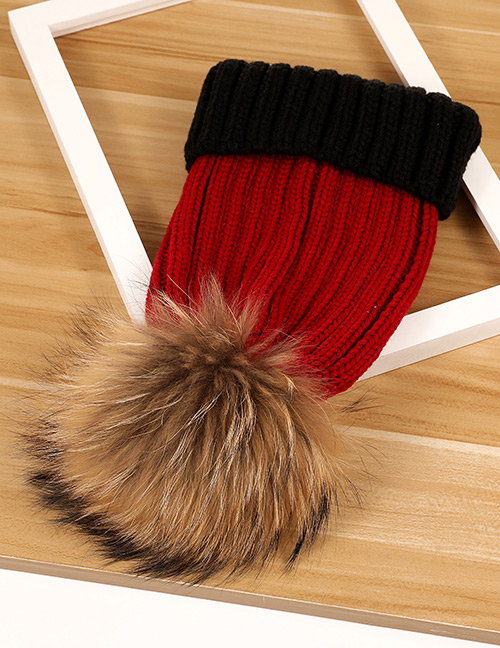 Fashion Red Ball Decorated Pom Adult Hat