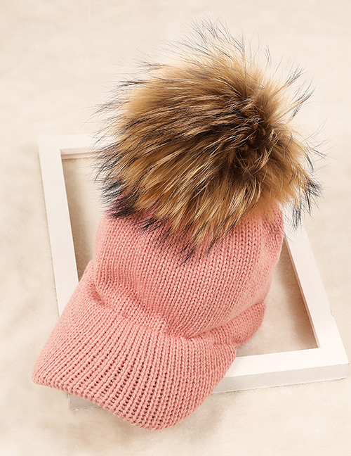 Fashion Pink Ball Decorated Pom Adult Hat