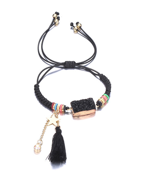 Fashion Black Tassel&star Pendant Decorated Bracelet