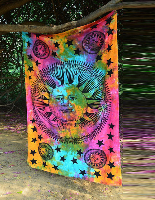 Fashion Multi-color Sun&star Pattern Decorated Beach Blanket