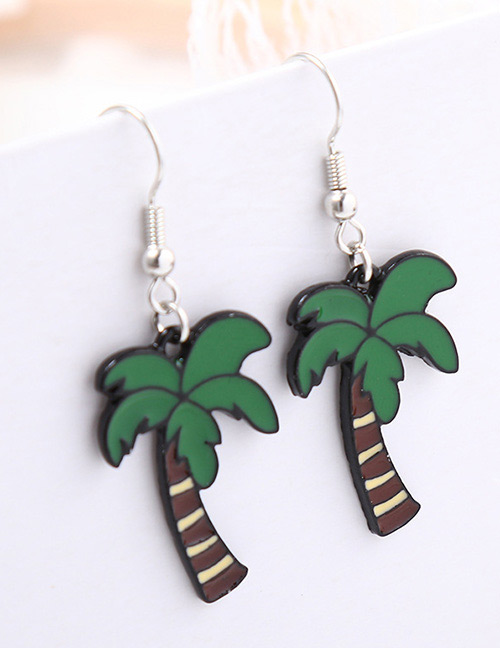 Lovely Green Coconut Tree Shape Decorated Earrings