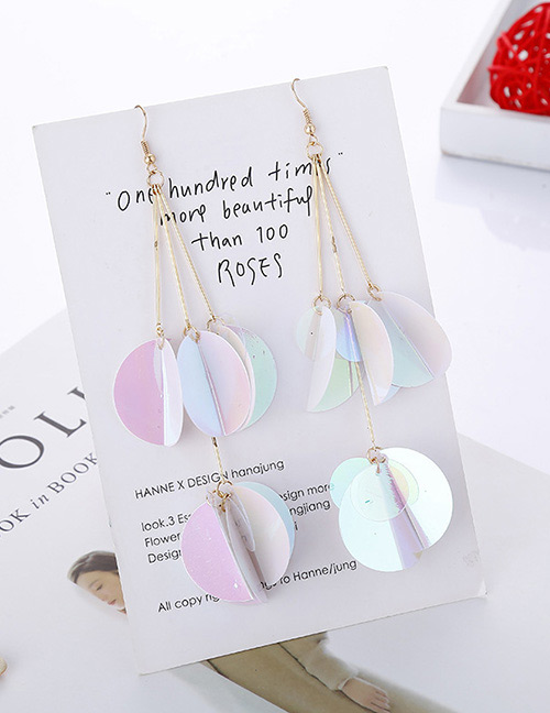 Fashion Multi-color Round Shape Decorated Long Earrings