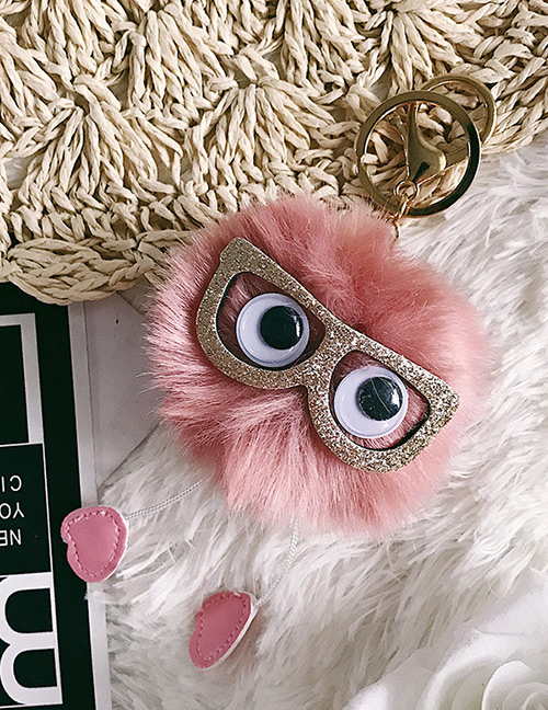 Fashion Pink Glasses&fuzzy Ball Decorated Ornaments