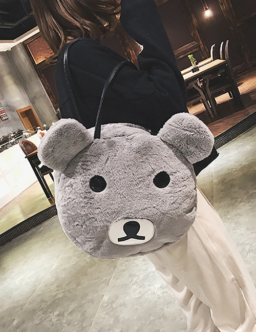 Fashion Gray Bear Shape Decorated Shoulder Bag