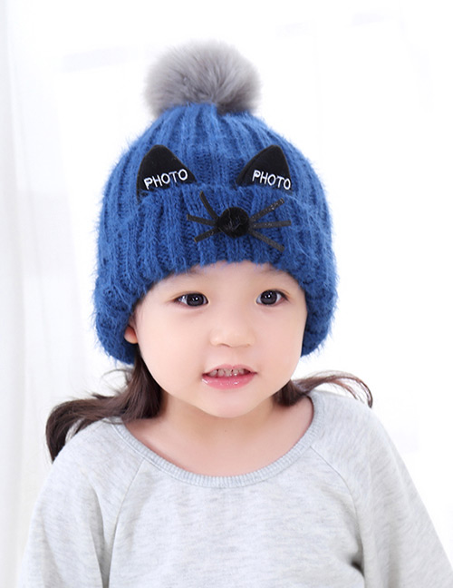 Lovely Blue Cat Pattern Design Child Cap(1-6years Old)