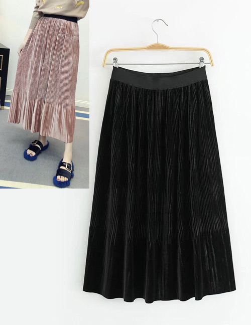 Trendy Black Stripe Pattern Design Long Skirt