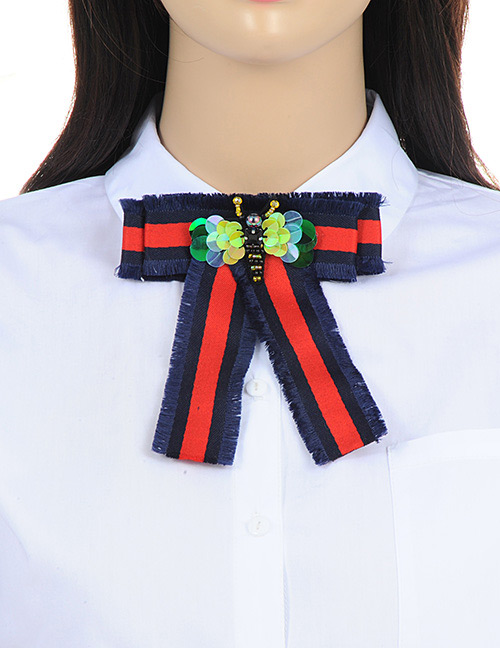 Fashion Red+green Insect Decorated Bowknot Shape Brooch