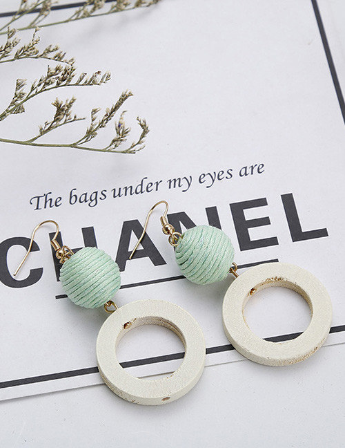Elegant Light Green Hollow Out Round Shape Decorated Earrings