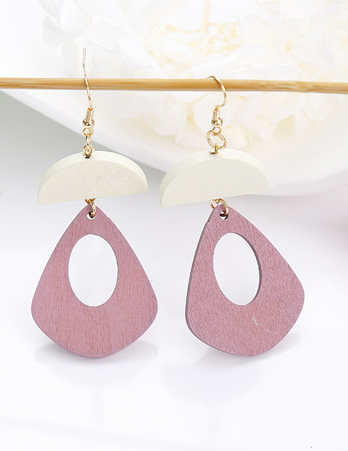 Vintage Pink Irregular Shape Decorated Earrings