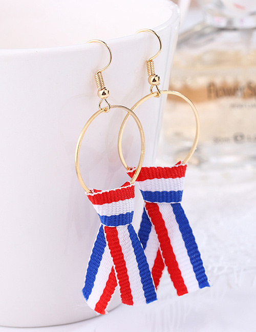 Fashion Red+blue Color-matching Decorated Earrings