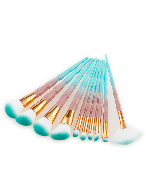 Fashion Blue+white Color-matching Decorated Brushes (10pcs)