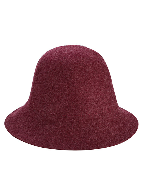 Trendy Claret Red Washbasin Shape Design Pure Color Hat