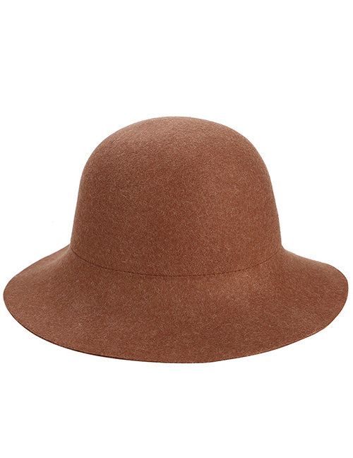 Trendy Brown Washbasin Shape Design Pure Color Hat