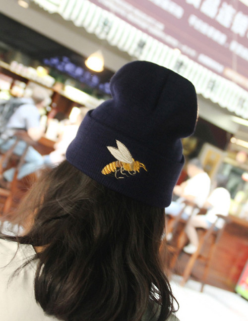 Lovely Navy Bee Shape Decorated Cap