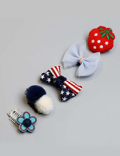 Lovely Red+blue Strawberry Shape Decorated Hairpin (5pcs)