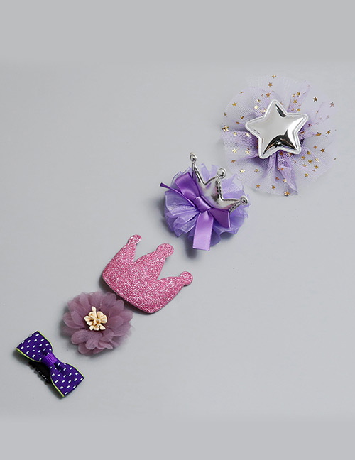 Lovely Pink+purple Star Shape Decorated Hairpin (5pcs)
