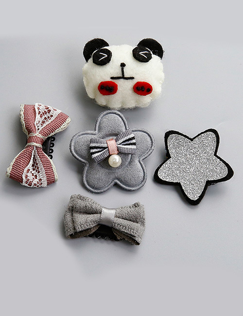 Lovely Gray Panda Shape Decorated Baby Hairpin (5pcs)
