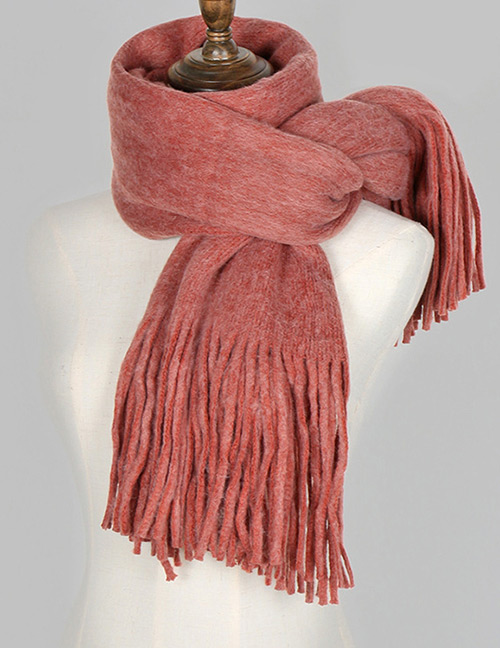Fashion Red Pure Color Decorated Scarf