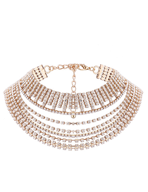 Sexy Gold Color Pure Color Decorated Multilayer Choker