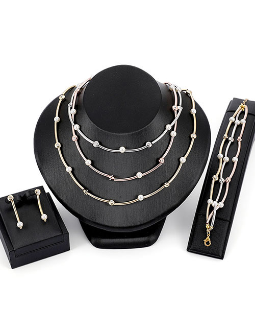 Fashion Gold Color Pearls Decorated Multi-layer Jewelry Sets