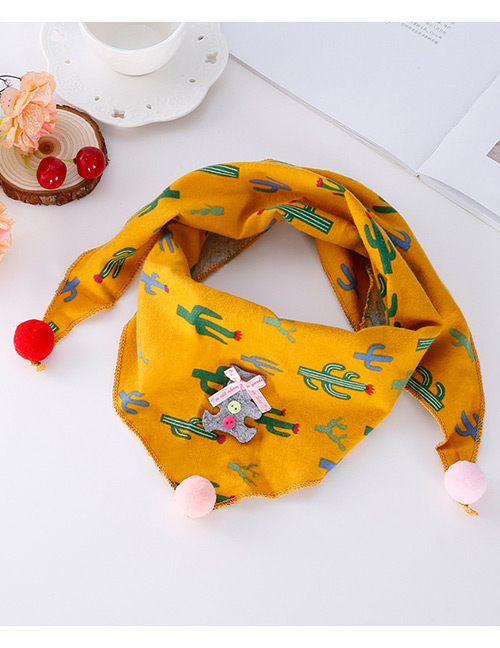 Fashion Yellow Cactus Pattern Decorated Scarf