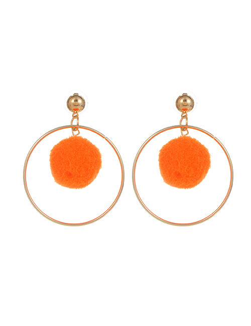 Fashion Orange Ball Shape Decorated Pom Earrings