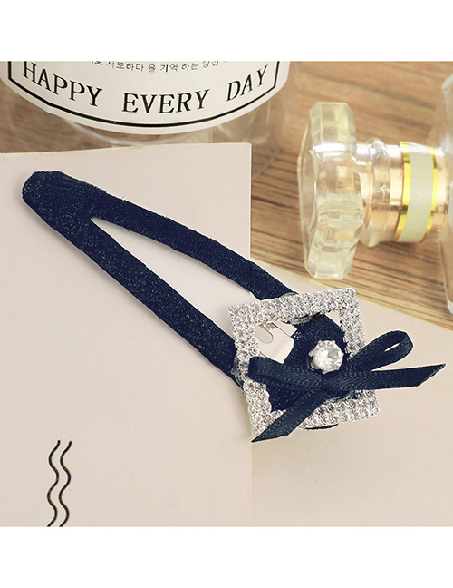 Lovely Dark Blue Square Shape Diamond Decorated Hairpin