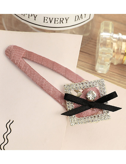 Lovely Pink Square Shape Diamond Decorated Hairpin