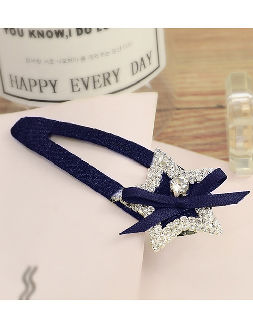 Lovely Dark Blue Star Shape Diamond Decorated Hairpin