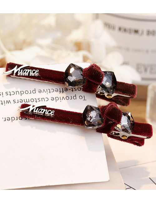 Fashion Claret-red Bowknot Shape Decorated Hairpin (1pair)