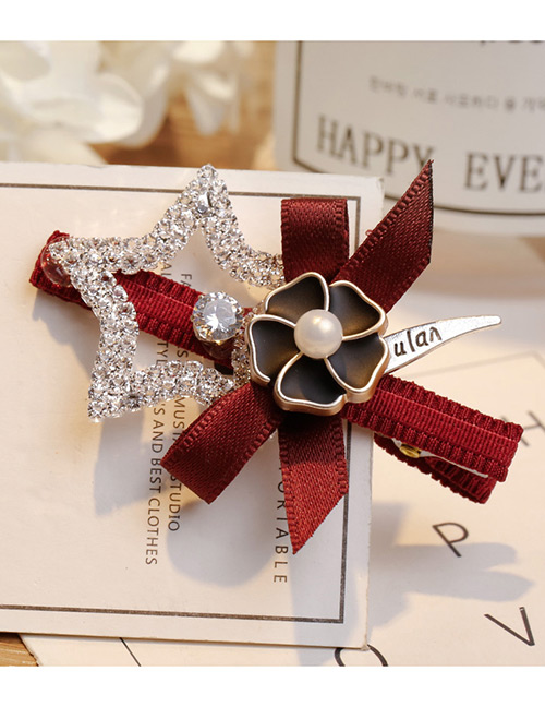 Elegant Claret-red Hollow Out Star Shape Decorated Hairpin